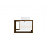 Manhattan Comfort 241BMC96 Liberty Floating 31.49 Bathroom Vanity with Sink and 2 Shelves in Rustic Brown and White